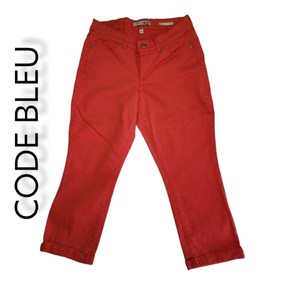 CODE BLEU WOMEN'S SOHO CROP JEANS SIZE 6, CORAL COLOR